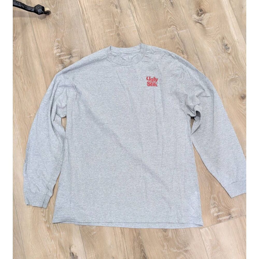 Ugly Stik Long Sleeve Graphic T-Shirt Gray Fishing Shirt Men's Large Logo Tee